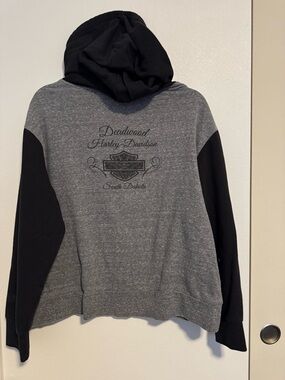Harley-Davidson WOMENS  Gray & Black Zip-Up Hoodie Sweater
